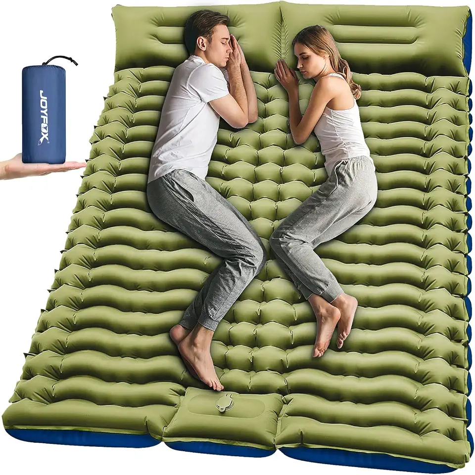 JOYFOX Colchão Inflável para Camping Joyfox 2 Pessoas com Almofada Integrada - Super Resistente, Compacto e Ultraligeiro - 203x136x10 cm