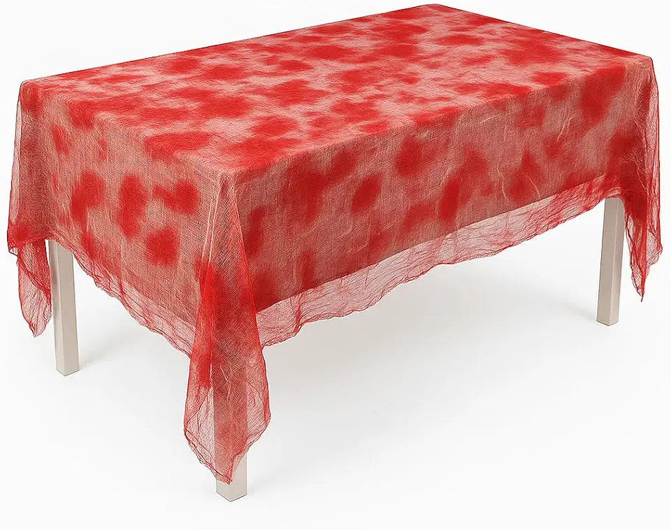 Kit 2 Toalhas Decorativas Halloween Sangrentas, Efeito Manchado de Sangue Vermelho, 180x230 cm, para Mesa de Festa Decoração Assustadora, Fantasia de Múmia