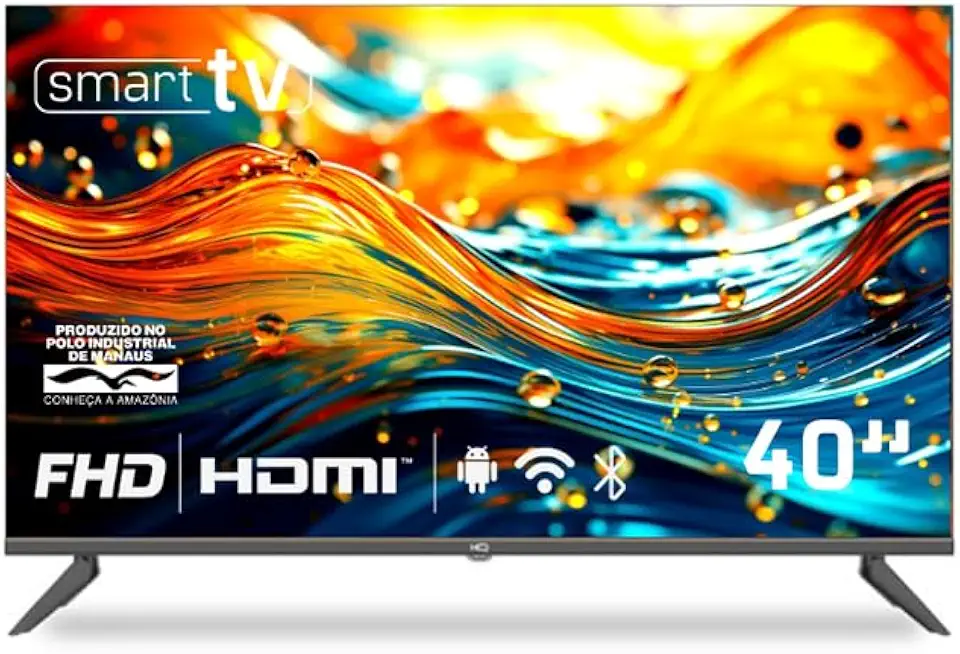 Smart TV HQ 40" Full HD tela sem bordas Android 12 design Slim HQS40NKHM