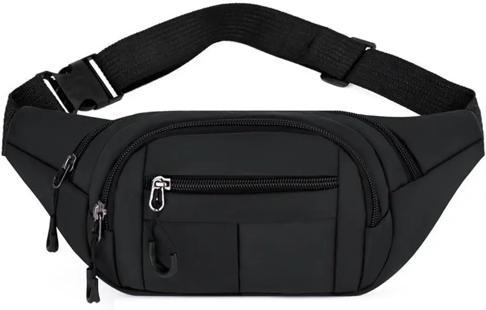 Pochete Masculina Motociclista Impermeável, Grande Capacidade, Uso na Transversal no Ombro ou na Cintura, Alça Tiracolo Ajustável, Múltiplos Bolsos, Bolsa Esportiva (PRETO)