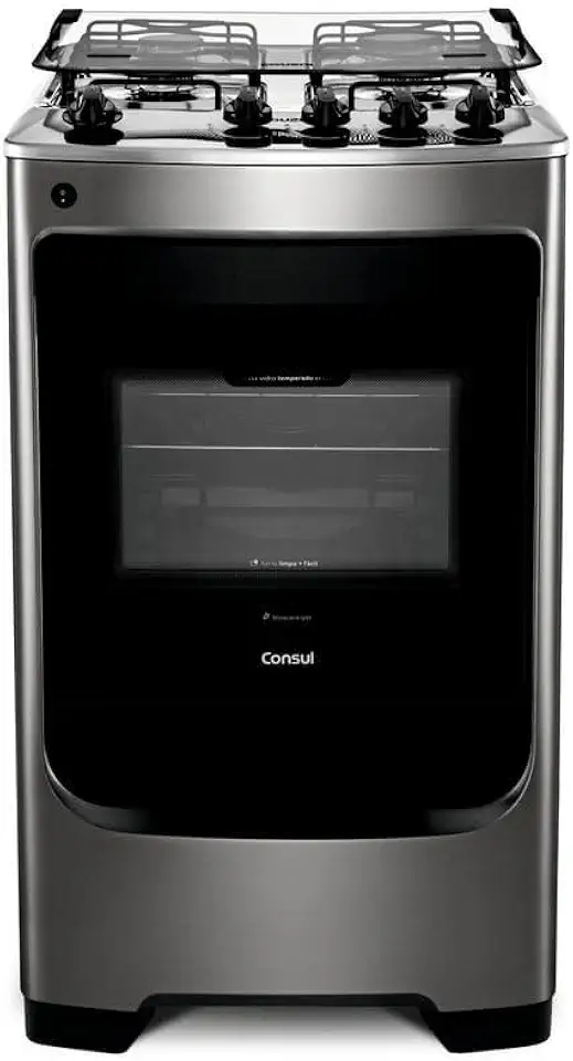 Fogão Consul 4 bocas cor Inox com acendimento automático - CFO4NAR BIVOLT