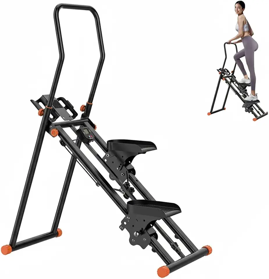 FINYQBET Simulador de Escada Multifuncional - Esteira Ergonômica com Monitor LCD, Suporta 150kg, Design Compacto para Queima de Gordura e Definição Muscular em Casa ou Academia