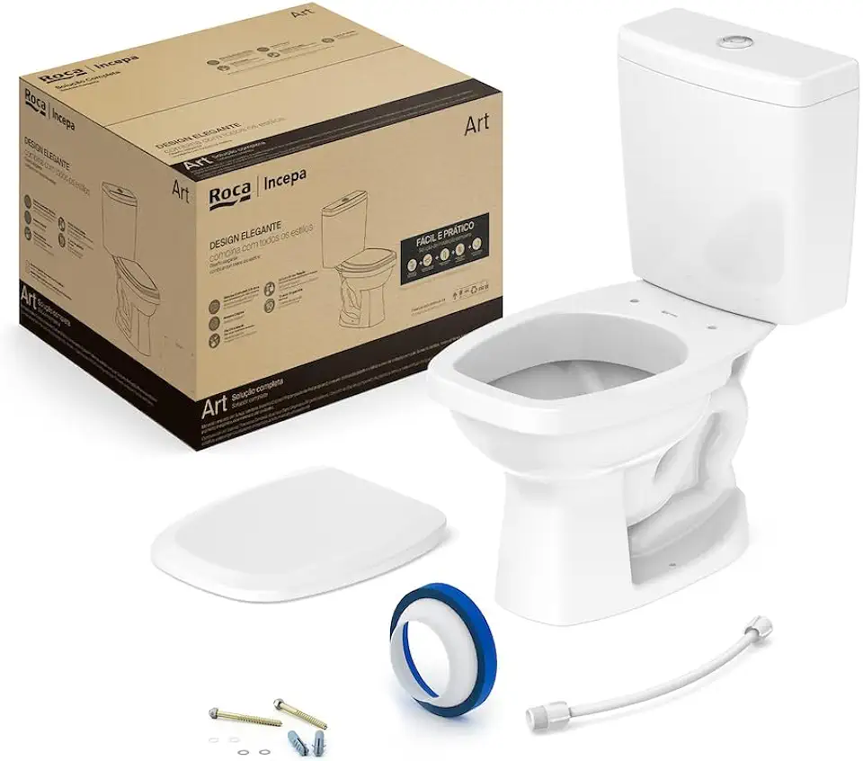 Kit de Bacia com Caixa Assento PP com Queda Amortecida e Complementos de Instalação Art