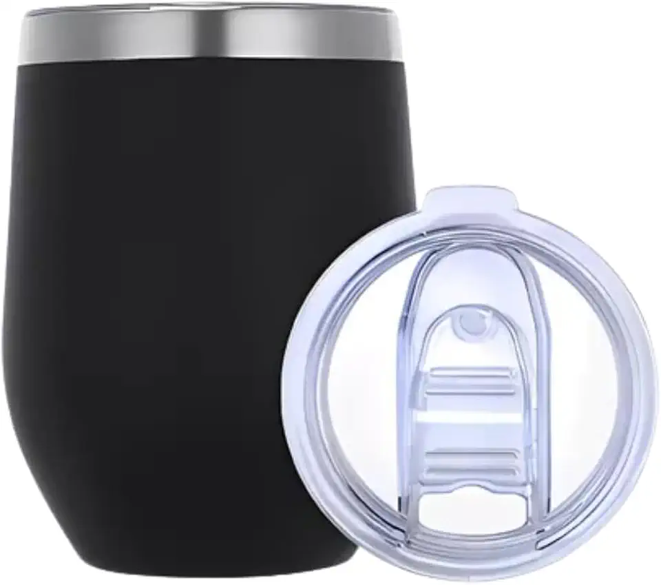 Copo Térmico Ovo Cuia 350ml – Aço Inox com Isolamento a Vácuo, Ideal para Bebidas Quentes e Frias, Personalizável para Brindes e Presentes (PRETO)