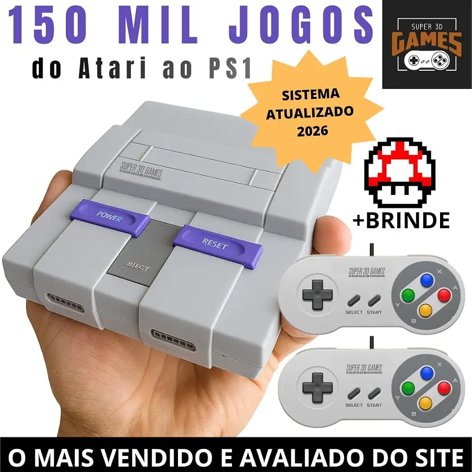 Mini Console Retro Super Nintendo com 150 mil jogos + 2 Controles Super 3D Games [video game] [video game]