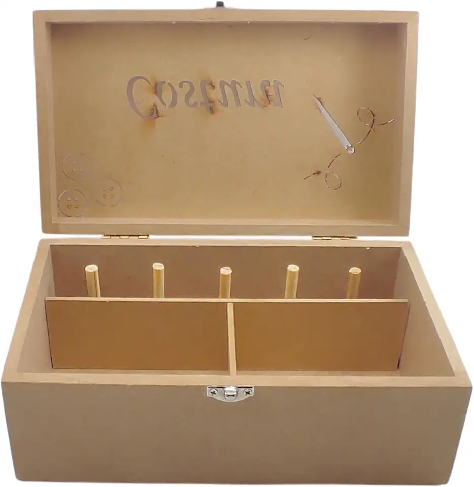 Caixa Costura, Caixa Para Costura SO12219. Monte Seu Kit Costura com essa Linda Caixa Organizadora em MDF. Armazene Seus Itens de Costura, Como Agulhas, Linhas, Tesouras, Dedais e Botões.