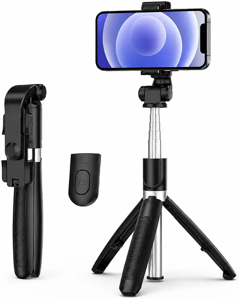 Bastão de Selfie Tripé Bluetooth com Controle Remoto Sem Fio para Celular, Extensível e Dobrável, Suporte Ajustável para Fotos, Vídeos, TikTok, Reels e Viagens