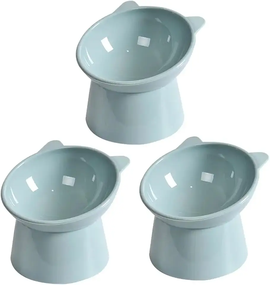 Kit 3 Comedouro Gatos Elevado Ergonômico Individual Lindo - AZUL