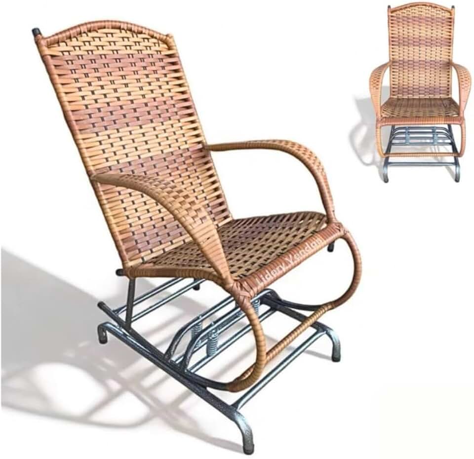 Cadeira de balanço, cadeira de balanço para varanda, Aliviar a fadiga na cabeça e na coluna cervical, Conforto e Estilo para Ambientes Externos como Varanda, Quintal e Jardim(Marrom Claro)
