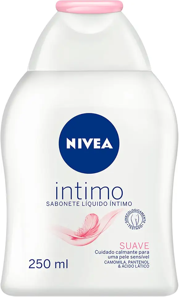 NIVEA Sabonete Líquido Íntimo Suave 250ml, Limpeza Delicada, Mantém pH Natural, Extrato de Camomila, Cuidado Calmante, Uso Diário