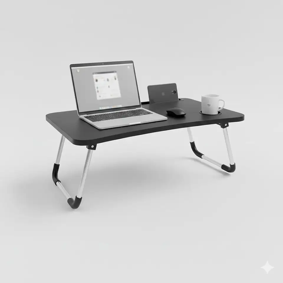 Mesa Para Notebook Articulada Dobrável em MDF Grafite Suporte Portátil Home Office Preto