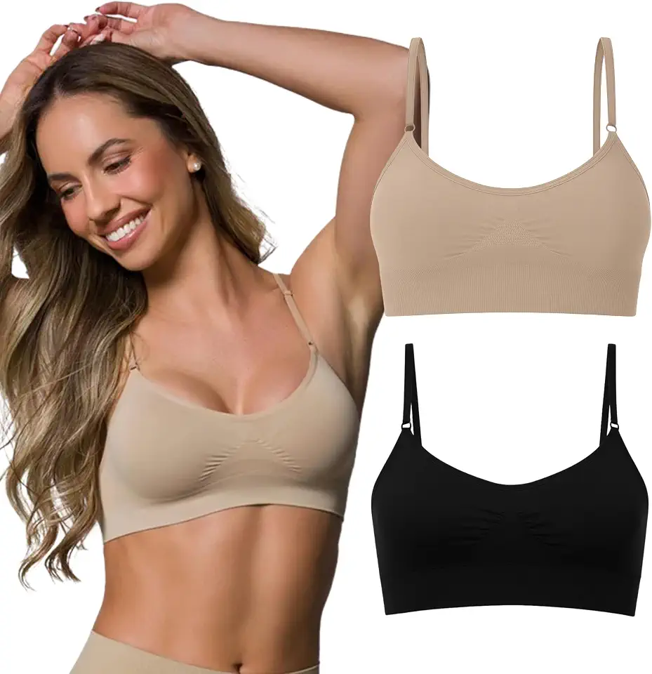 Kit 02 Top Sutiã Alças Regulavéis Sem Costura Selene Feminino Microfibra