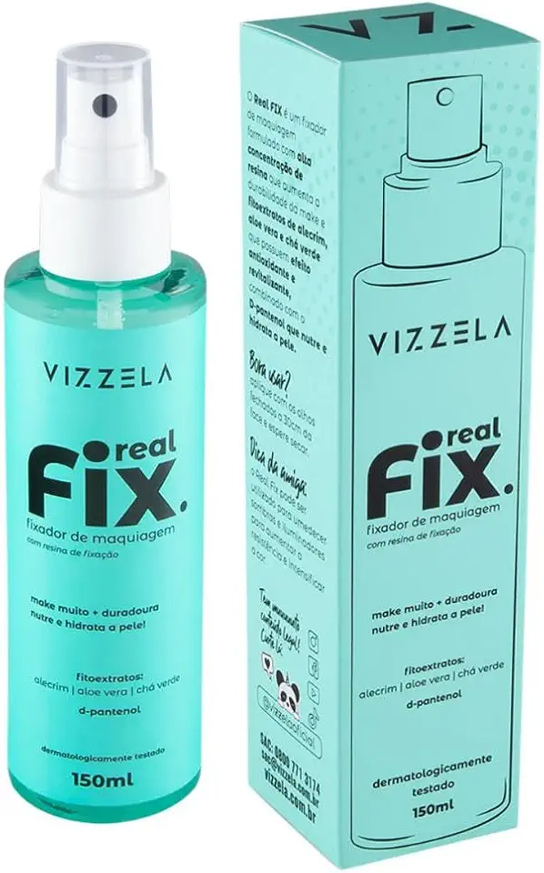 Fixador De Maquiagem Real Fix Spray Longa Duração Acabamento Natural Vegano Original 150ml Vizzela