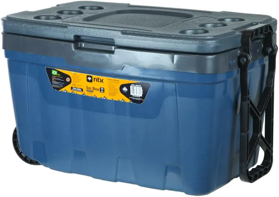 NTK, Caixa Térmica Ice Box Cooler de 54 Litros Capacidade de 74 Latas, Cinza