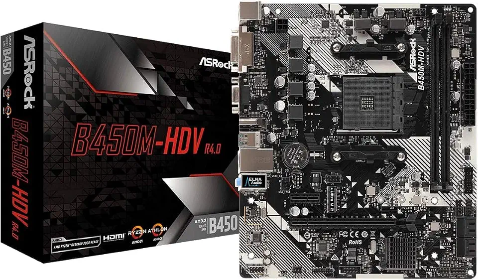Placa Mãe ASRock B450M-HDV R4.0, Chipset B450, AMD AM4, mATX, DDR4