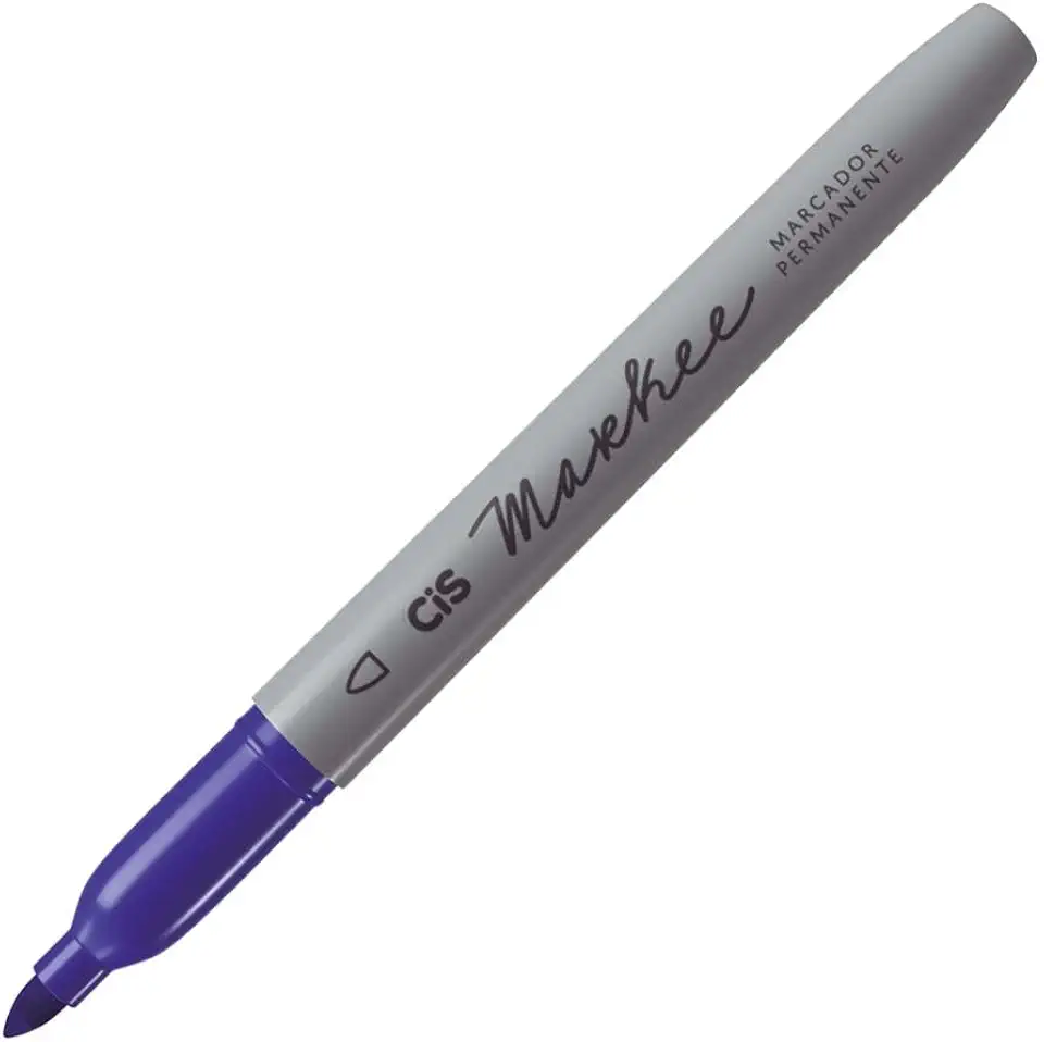 Marcador Permanente CIS Markee, Azul, Blister com 1 unidade