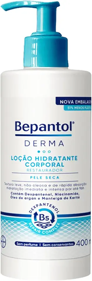 Bepantol Derma Hidratante Corporal, Loção Hidratante e Restauradora para Pele Seca, 400ml