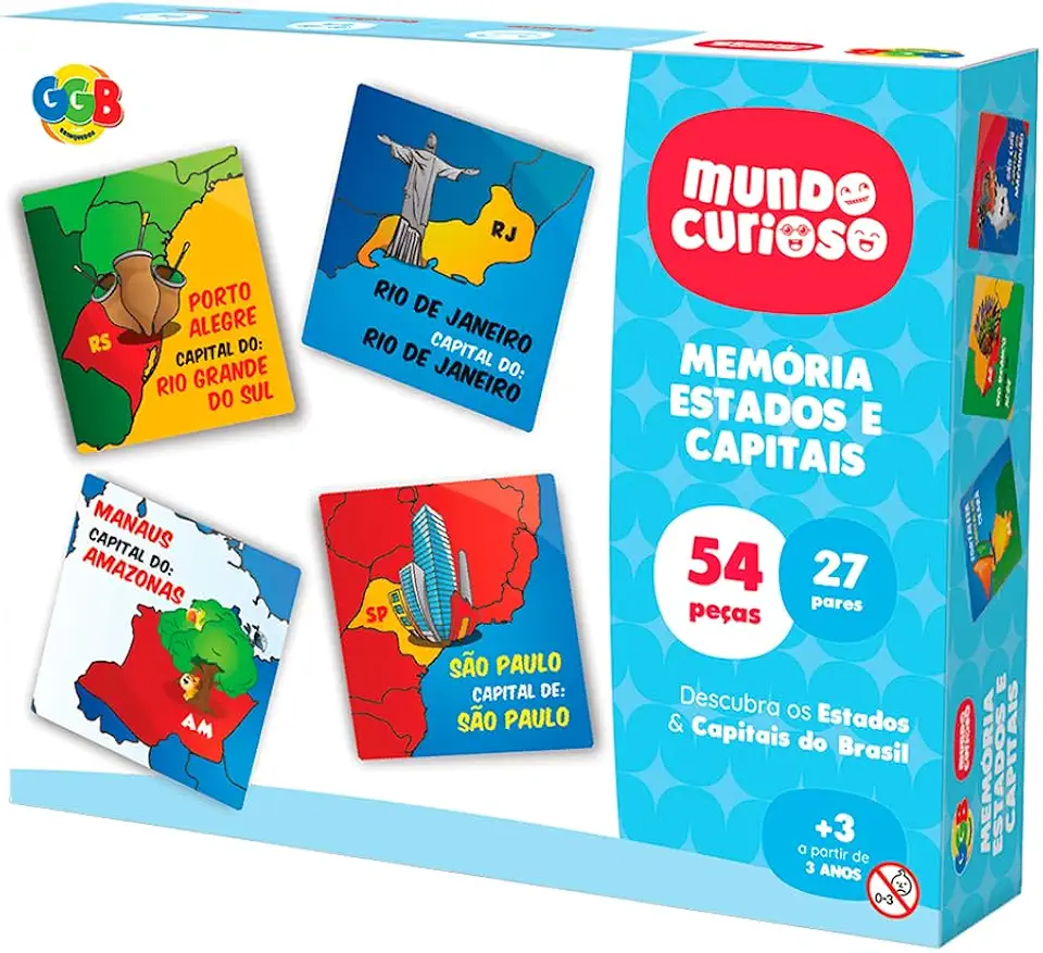 Jogo da Memória Estados e Suas Capitais, GGB Plast, Multicor