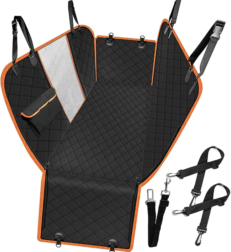Capa Protetora Carro Pet Impermeável, Antiderrapante, Resistente ao Desgaste, Grande Capacidade 4 em 1 capa de Banco Traseiro de Carro para Cachorro Cachorro Gato Cor:laranja