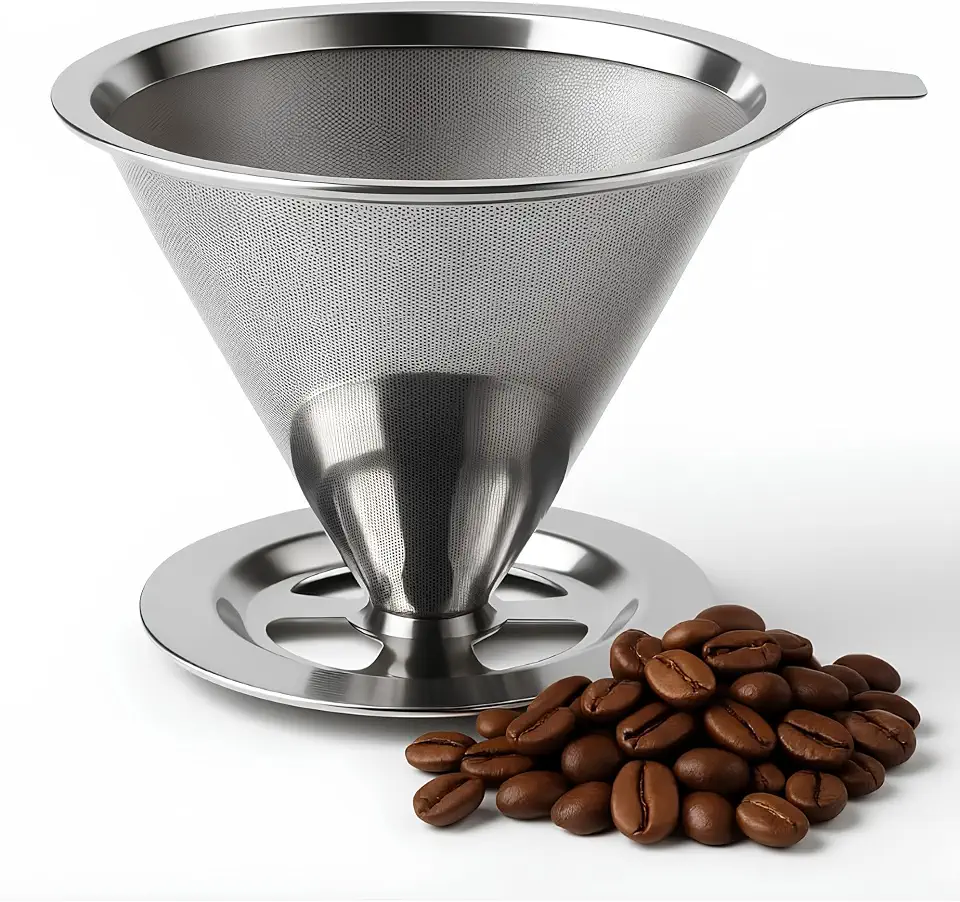 Coador de Café 103 Filtro Inox Reutilizável Premium – Peneira de Aço Durável e Sustentável, Sem Uso de Papel, Econômico e Ecológico, Fácil de Usar e Limpar, Preserva o Sabor Natural do Café