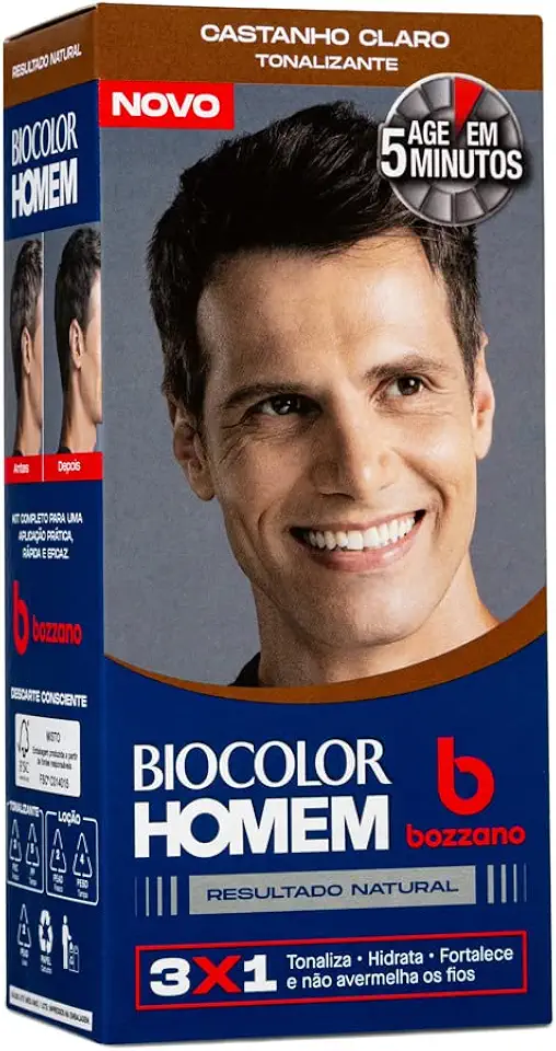 Biocolor Homem Tonalizante De Cabelo Masculino Bozzano Castanho Claro