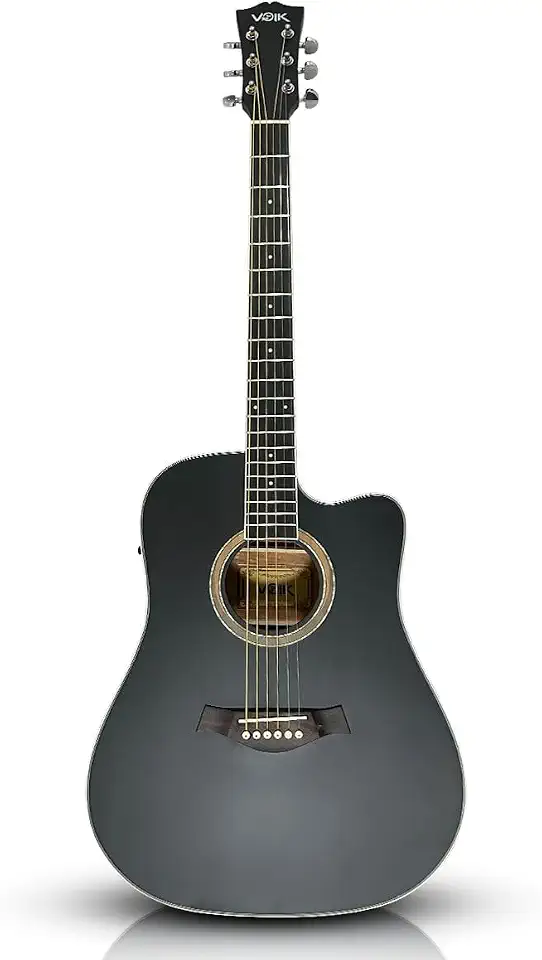 Violão Eletroacústico Voik SERENATA Cor Preto Fosco Folk Cutaway Cordas de Aço Captador EQV-5 Com Afinador ORIGIN Series Para Destros
