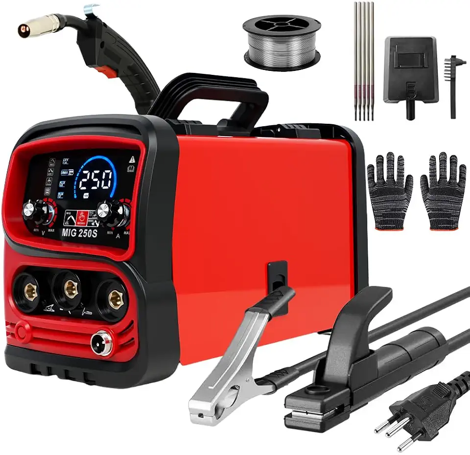 FINYQBET Máquina de Solda 3 em 1 MIG/TIG/MMA (127V) | Portátil e Segura, com Tela Grande, Máquina de Solda Mig Sem Gás, para Reparos Automotivos/Metalurgia/DIY e Uso