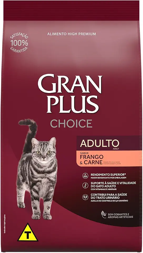GranPlus Choice - Ração para Gatos Adultos Frango e Carne, 10.1 kg (Pacote de 1), Roxo