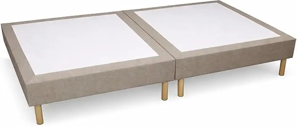 Cama Box Dobrável, Base para Colchão Solteiro, Estrutura Compacta com Pés de Madeira, Bege linho (188x78x28,5)