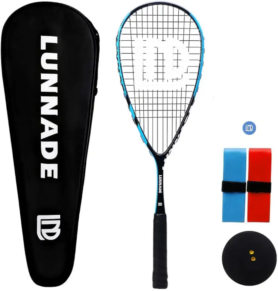 Raquete de squash de carbono, raquete de squash leve com amortecedor de bola e bolsa