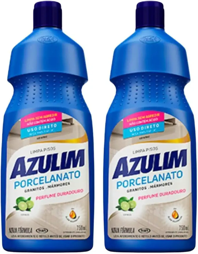 Kit com 2 limpa porcelanato Azulim® citrus 750ml – limpeza profunda, brilho duradouro e aroma cítrico