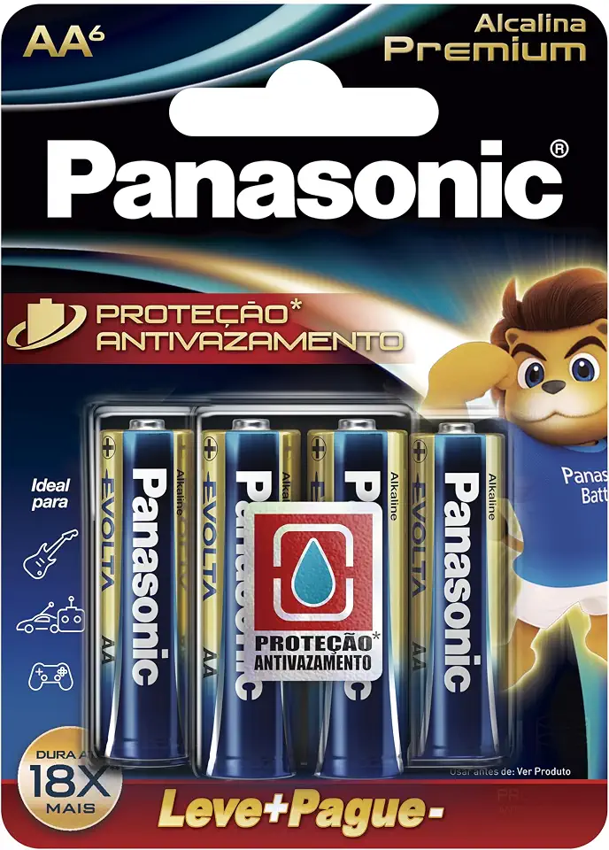 Panasonic Pilha Alcalina Premium Aa C/06 Unidades Cinza