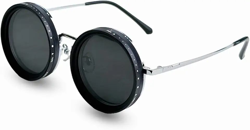 Óculos de sol ajustáveis com lentes polarizadas arredondadas Uv400 filtro Nd 1-9 engrenagens óculos de sol unissex