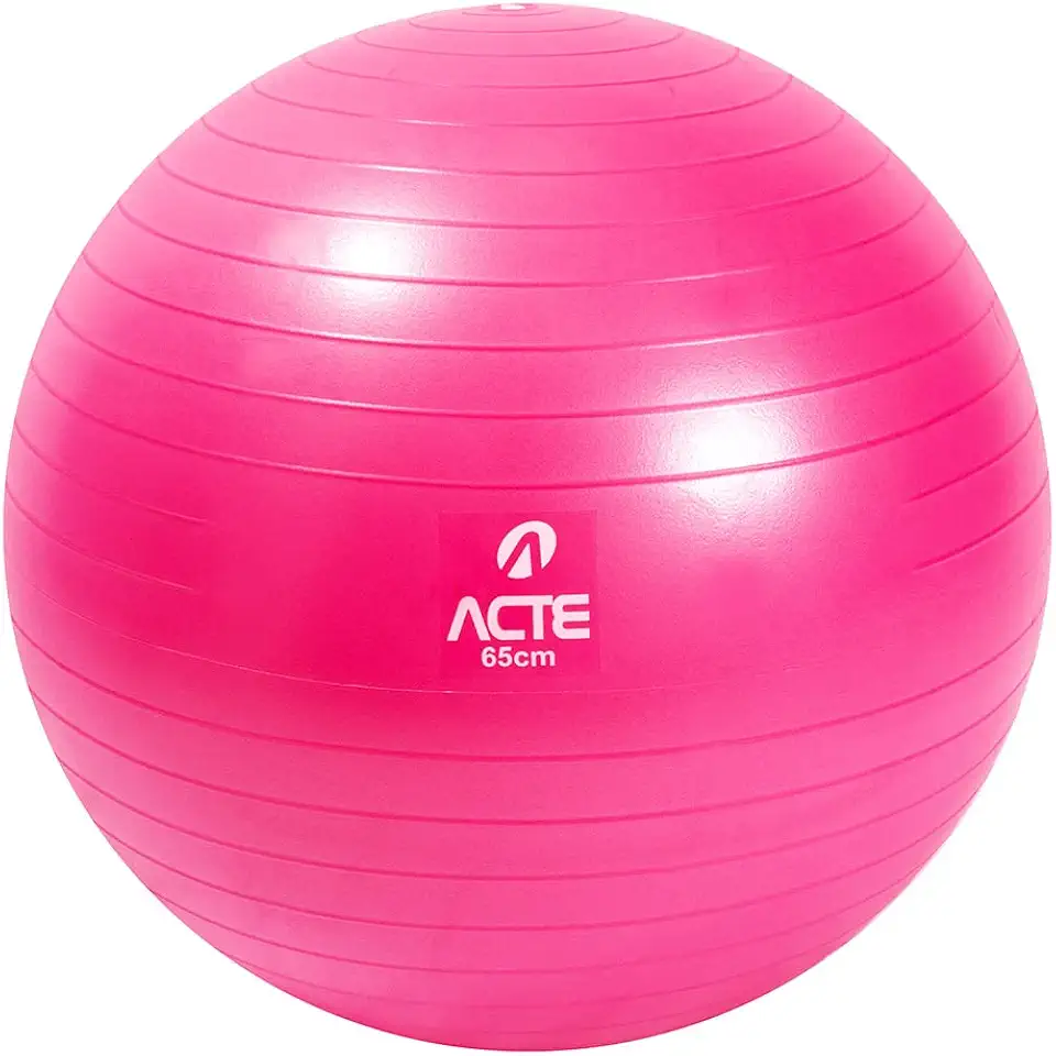 Acte, Bola de Pilates 65 cm em PVC com Sistema Anti-Estouro para Fisioterapia e Alongamento T9-RS, Rosa