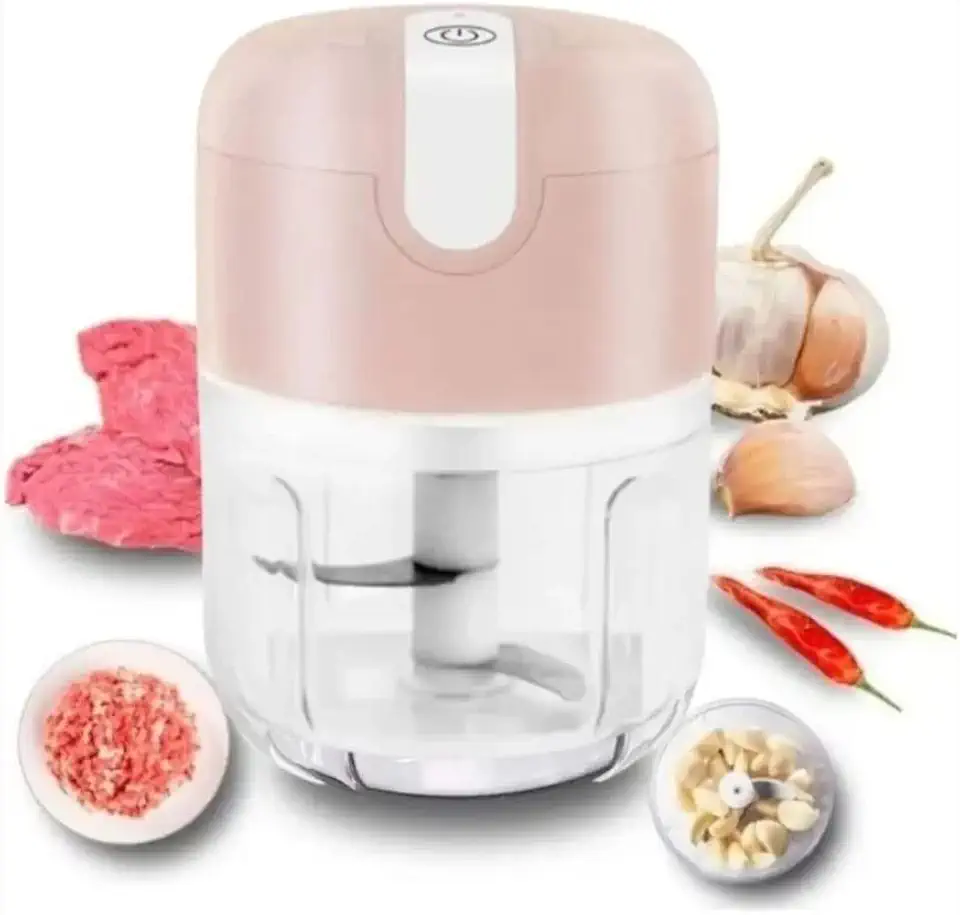 Mini Processador De Alimentos 3 Lâminas Elétrico 250ml Usb (Rosa)