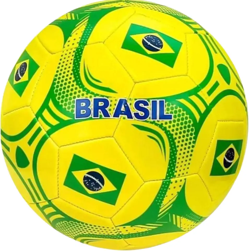 Bola de Futebol Brasil Tamanho Oficial N5 Couro Sintético Resistente - Bola Seleção Brasileira para Campo e Society, Copa do Mundo, Amador e Colecionador - Amarela e Verde