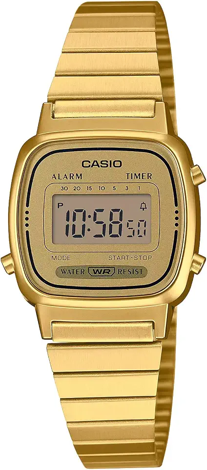 "Relogio Casio Vintage Feminino Digital, Caixa de 2,46 Cm, Pulseira de METAL, WR - LA670WGA-9DF"