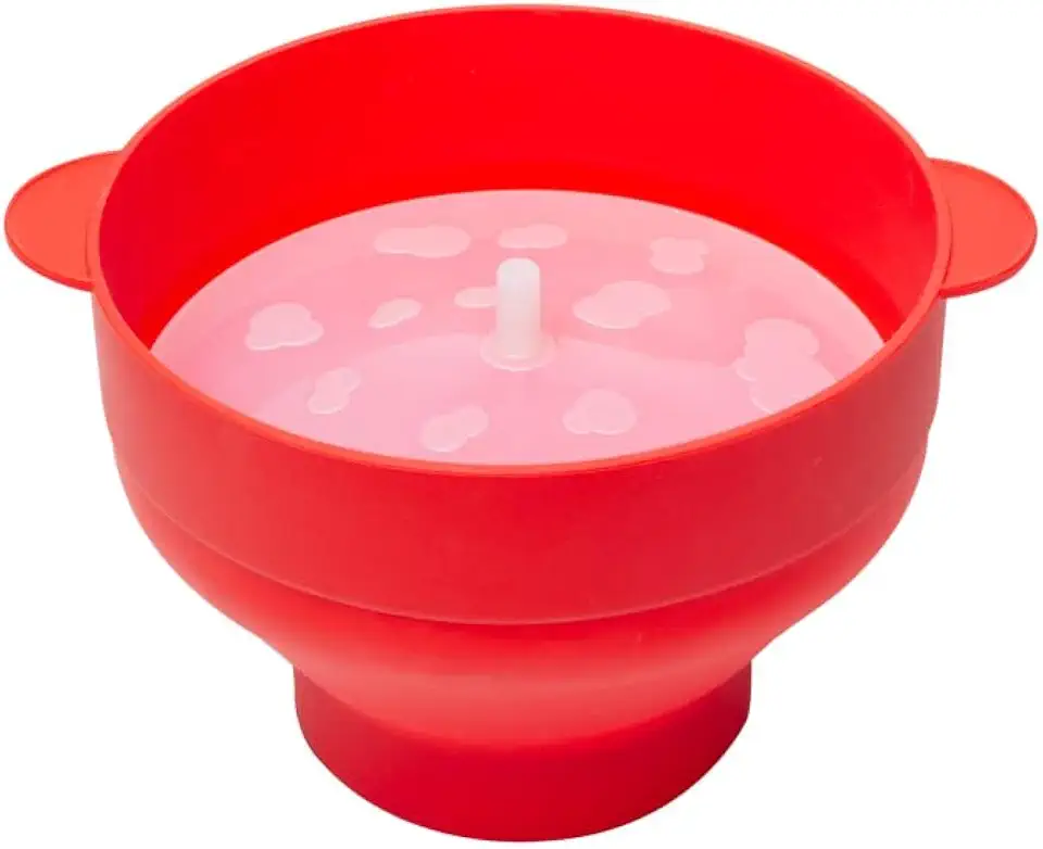 LYOR - Pipoqueira para Micro-Ondas de Silicone Vermelha 20cm x 24cm x 15cm