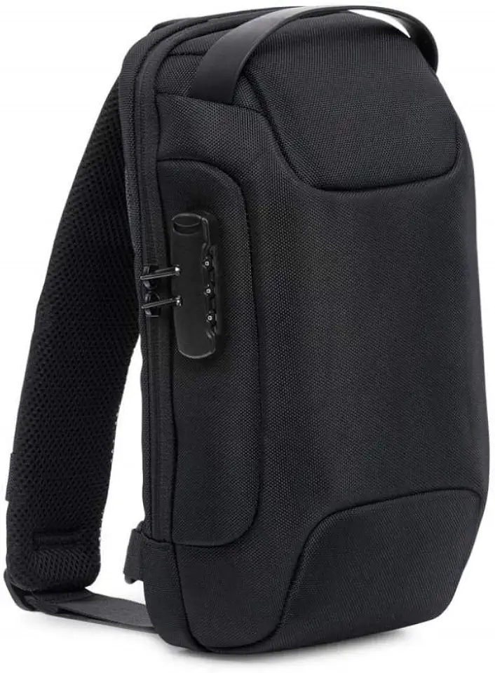 Gshield Mochila Transversal de Ombro Locker de Lona Kevlar Reforçada 6 Litros Cadeado Antifurto com Combinação Resistente a água, Preta