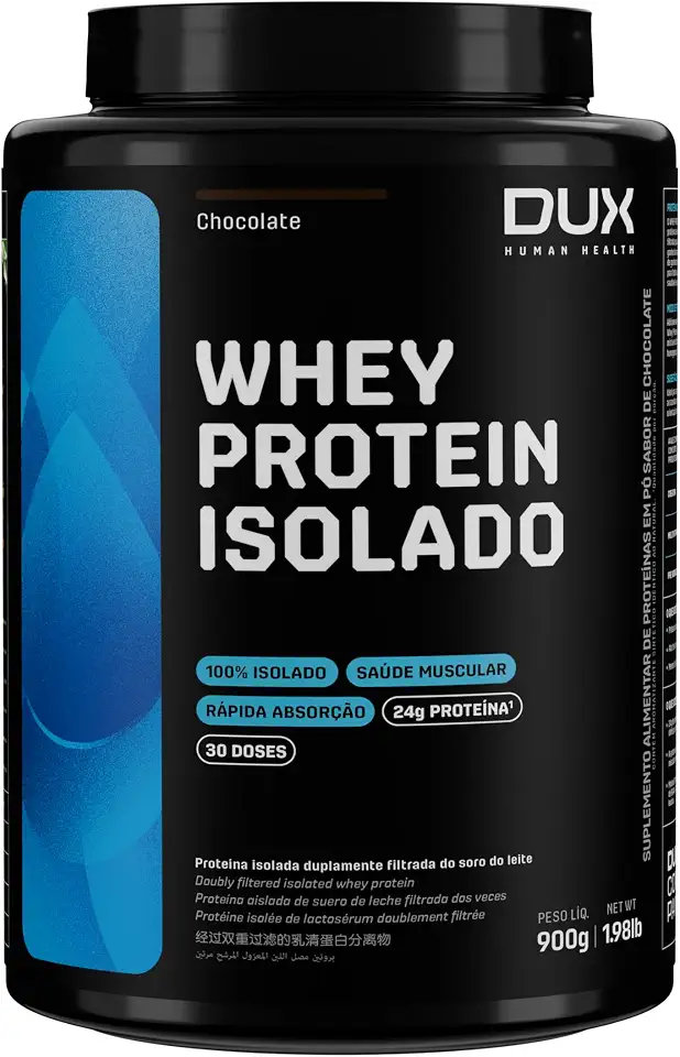 Whey Protein Isolado Chocolate Pote 900g – Contribui para os Resultados e Auxilia a Recuperação Muscular – Dux Human Health