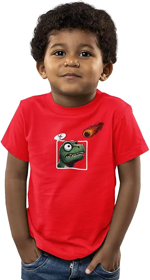 Camiseta Infantil Menino Menina TRex JoKenPô Extinção Dino Tamanho:8;Cor:Vermelho