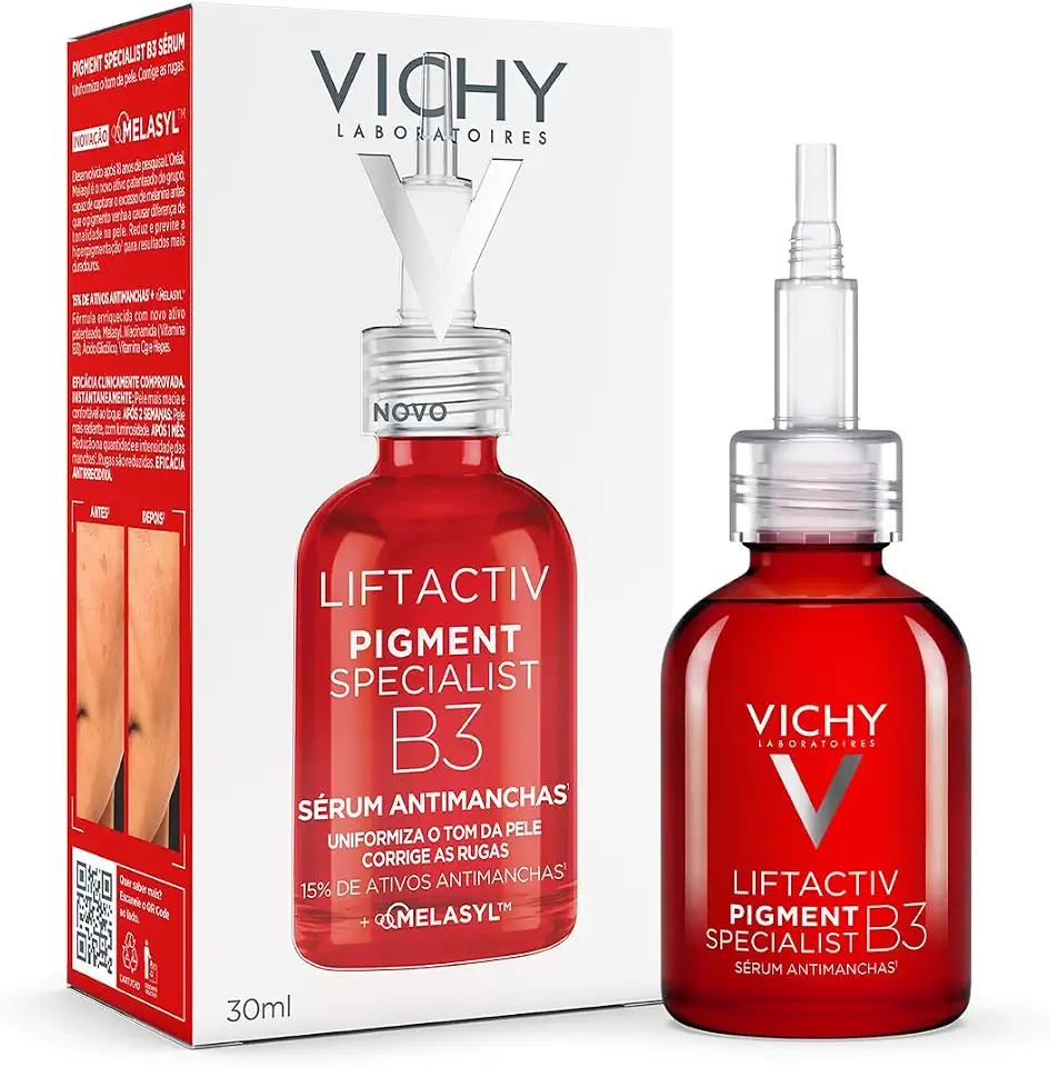 Vichy Liftactiv Pigment Specialist, Sérum Antimanchas, Clareador Facial, Reduz Melasma e Manchas Solares, Uniformiza o Tom Com Tecnologia Melasyl, Niacinamida B3 e Ácido Tranexâmico 30ml