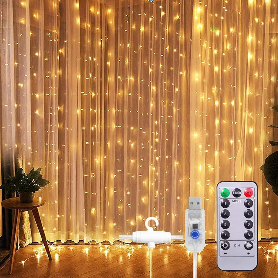 Cordão de Luz LED 3 Metros 300 LEDs USB Fio de Cobre para Decoração | À prova d'água, flexível, brilho intenso, ideal para quarto, festa, Natal e ambientes