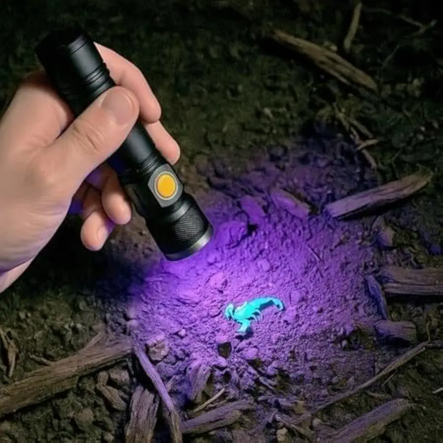 Lanterna LED UV recarregável com Luz Negra Super Potente Insetos, Escorpiões, Manchas, Pets, Notas Falsas Resistente a Água Premium