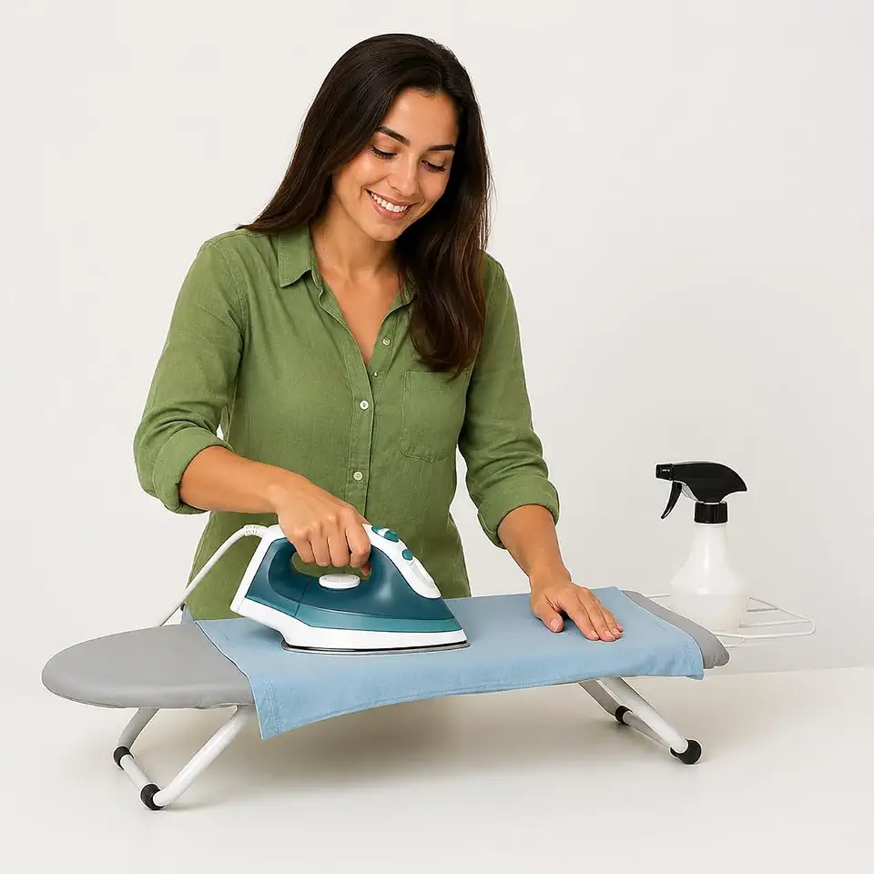 Tábua de Passar Roupa Dobrável Portátil com Porta Ferro Retrátil Mesa Compacta