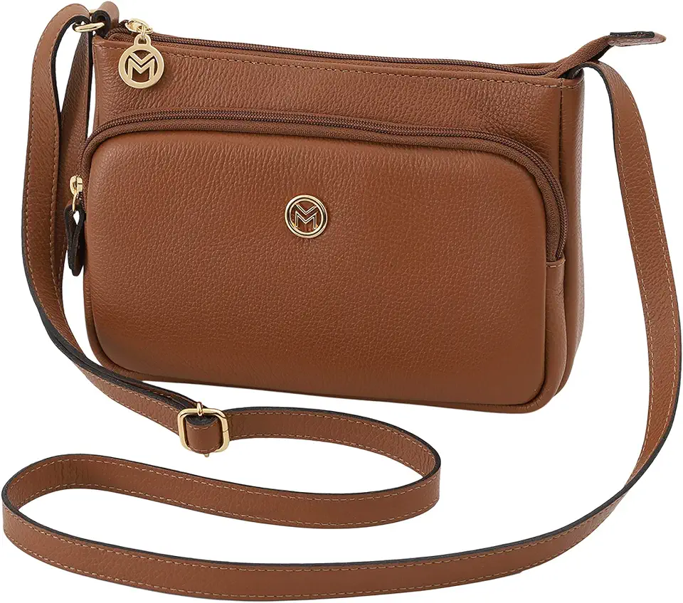 Bolsa Feminina Couro Alça Transversal Mariart Bolso Frontal Zíper Rosalina