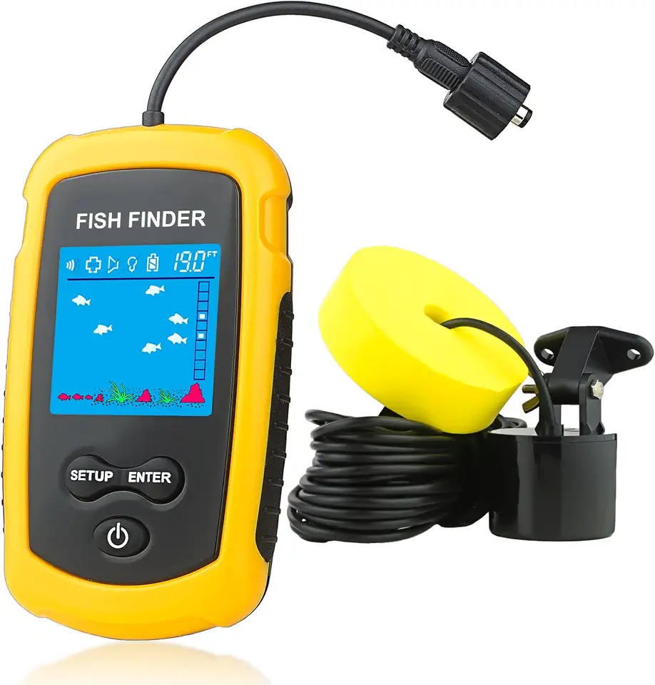 Localizador portátil de peixe, caiaque no gelo, equipamento de pesca, localizador de profundidade de água, localizador portátil com transdutor de sonar e visor LCD