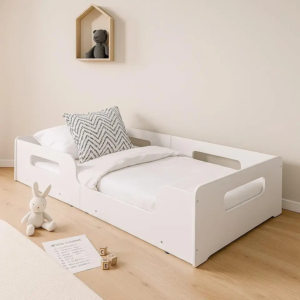 Cama P/Crianças Solteiro Montessoriana Princesa 100% Mdf P/Colchão 188x88 Cm -Branco