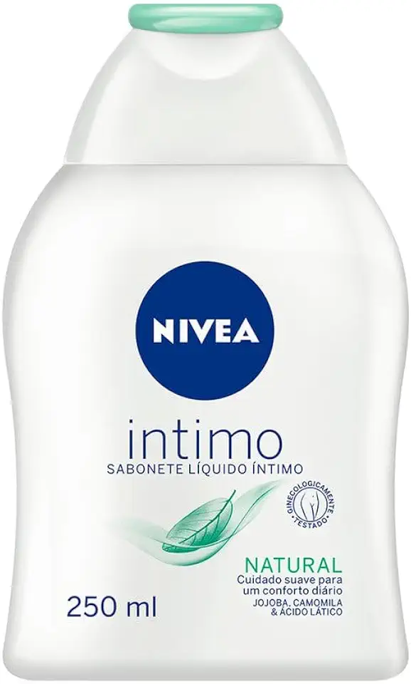 NIVEA Sabonete Líquido Íntimo Natural 250ml, Limpeza Suave, Mantém pH Natural, Óleo de Jojoba, Cuidado Delicado, Uso Diário