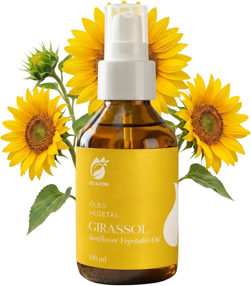 Óleo Vegetal de Girassol 100% Puro - Rico em Vitamina E e Antioxidantes - Hidratação Profunda e Regeneração Celular para Pele